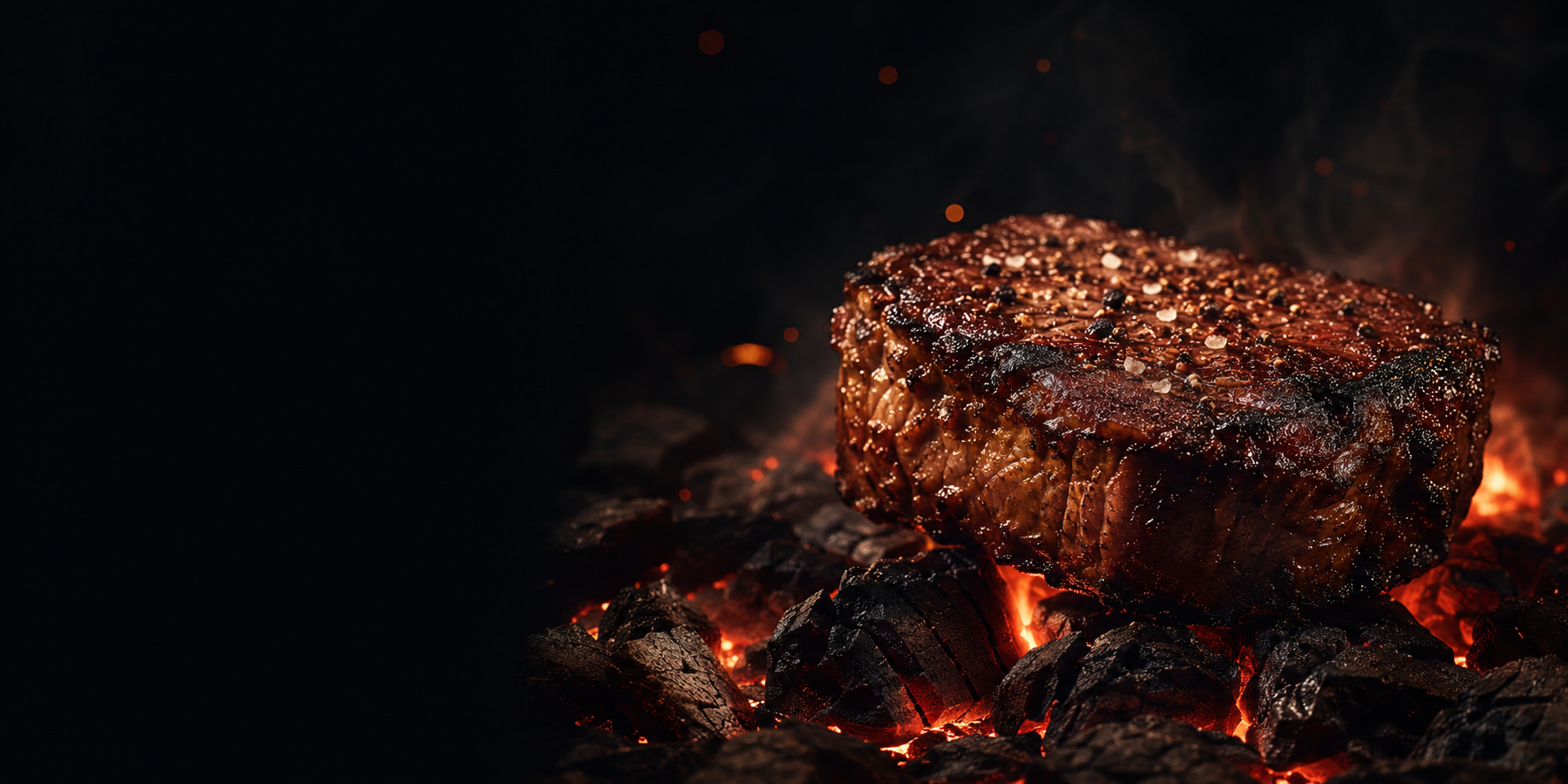 Corte premium de carne sobre brasas